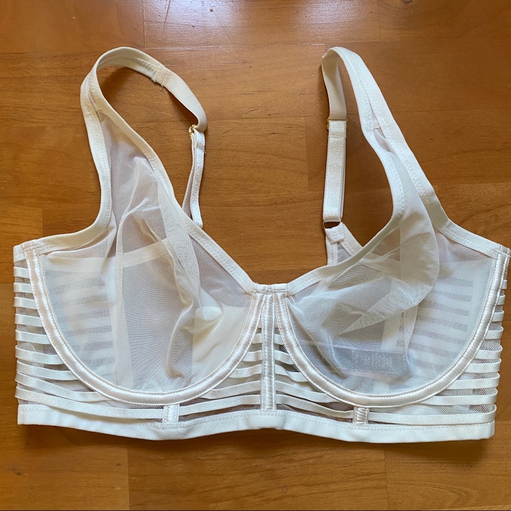 NWT Victorias Secret White Plunge Sheer Mesh Bra 34DD